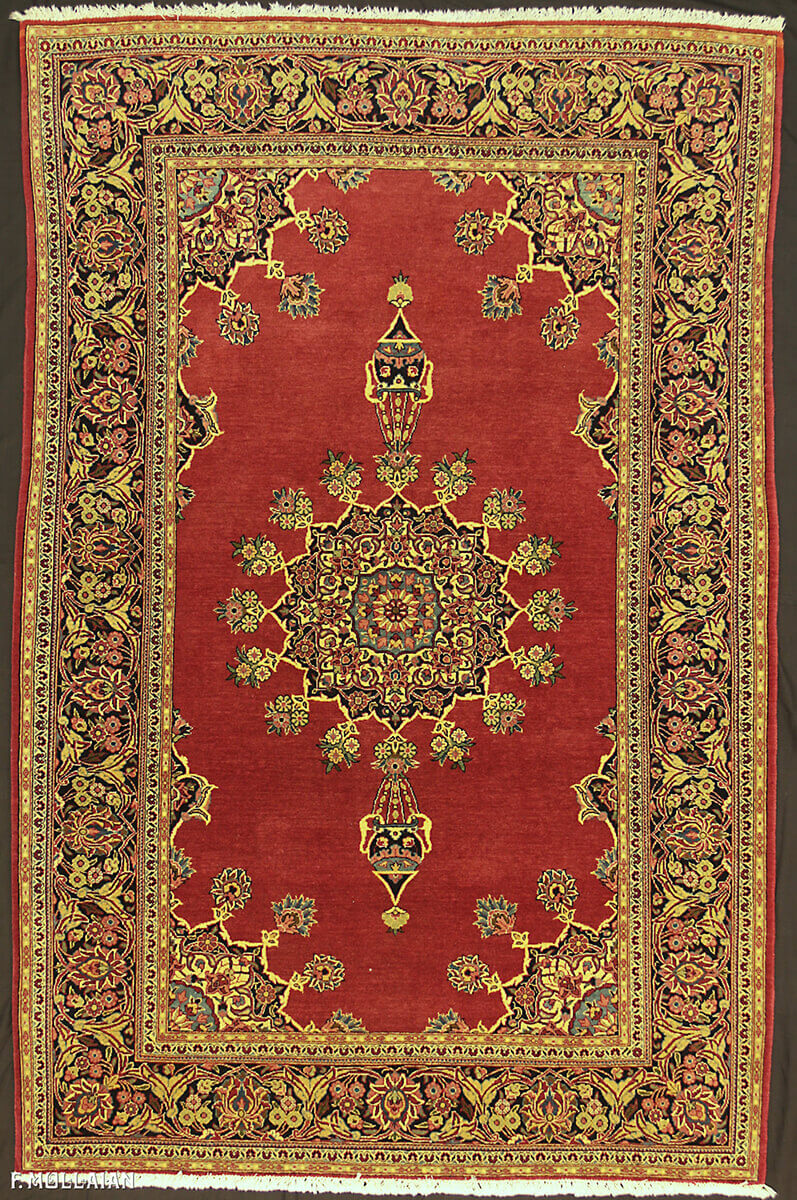 Antique Persian Kashan Kurk Part Silk Rug n°:82558335